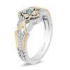 Thumbnail Image 1 of Enchanted Disney Jasmine Swiss Blue Topaz and 1/5 CT. T.W. Diamond Ring in Sterling Silver and 10K Gold
