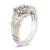 Thumbnail Image 2 of Enchanted Disney Jasmine Swiss Blue Topaz and 1/5 CT. T.W. Diamond Ring in Sterling Silver and 10K Gold