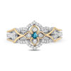 Thumbnail Image 2 of Enchanted Disney Jasmine Swiss Blue Topaz and 1/5 CT. T.W. Diamond Ring in Sterling Silver and 10K Gold