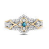 Thumbnail Image 3 of Enchanted Disney Jasmine Swiss Blue Topaz and 1/5 CT. T.W. Diamond Ring in Sterling Silver and 10K Gold