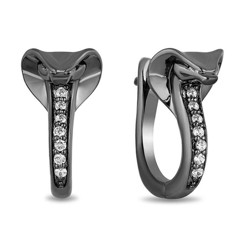 Enchanted Disney Villains Jafar 1/10 CT. T.W. Diamond Snake Hoop Earrings in Sterling Silver with Black Rhodium