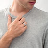 Thumbnail Image 2 of 1/3 CT. T. W. Enhanced Black and White Diamond Multi-Row Brick-Pattern Ring in Sterling Silver