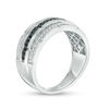 Thumbnail Image 3 of 1/3 CT. T. W. Enhanced Black and White Diamond Multi-Row Brick-Pattern Ring in Sterling Silver