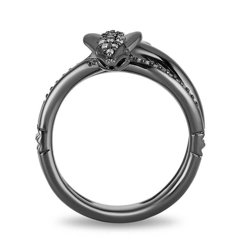 Enchanted Disney Villains Jafar 1/6 CT. T.W. Diamond Snake Bypass Ring in Sterling Silver with Black Rhodium