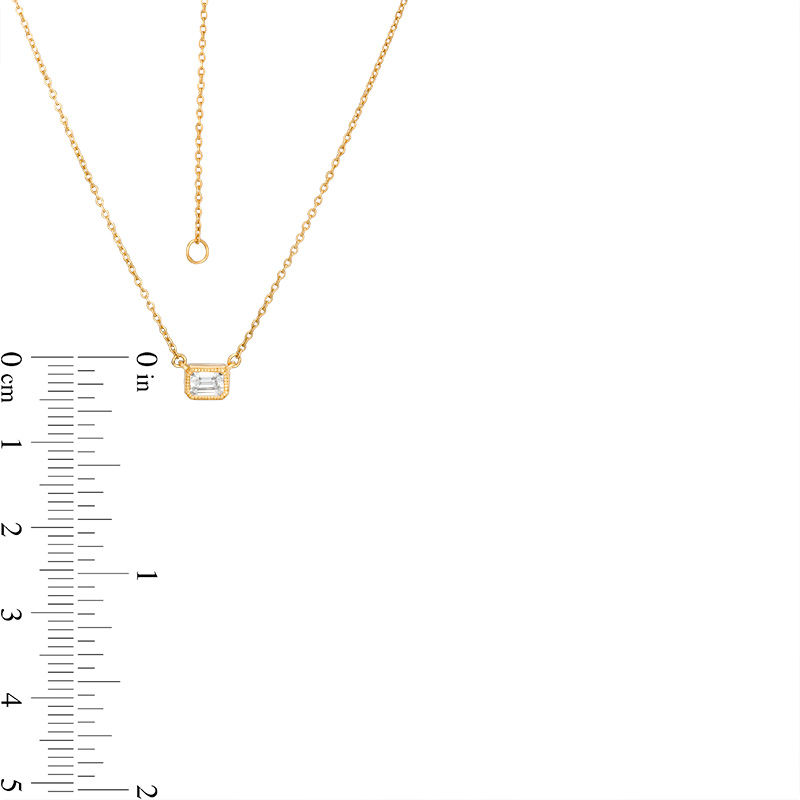 Main Image 3 of 1/5 CT. Emerald-Cut Diamond Solitaire Vintage-Style Necklace in 10K Gold