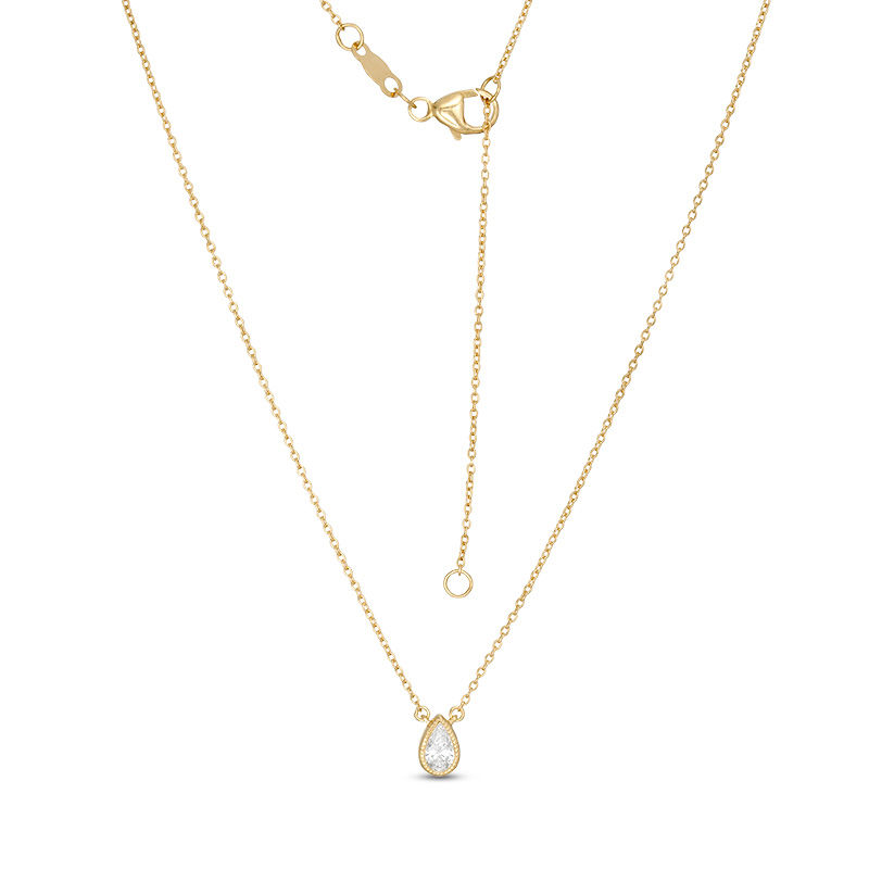 Main Image 1 of 1/5 CT. Pear-Shaped Diamond Solitaire Vintage-Style Necklace in 10K Gold