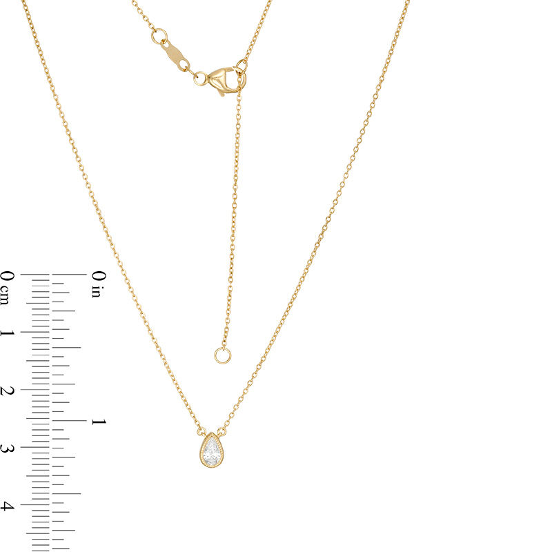 Main Image 3 of 1/5 CT. Pear-Shaped Diamond Solitaire Vintage-Style Necklace in 10K Gold