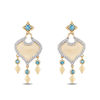 Thumbnail Image 1 of Enchanted Disney Jasmine Swiss Blue Topaz and 1/5 CT. T.W. Diamond Arabesque Drop Earrings in 10K Gold
