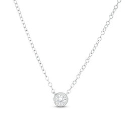 1/5 CT. Diamond Solitaire Vintage-Style Necklace in 10K White Gold