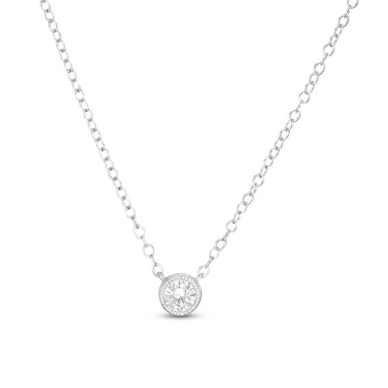1/5 CT. Diamond Solitaire Vintage-Style Necklace in 10K White Gold