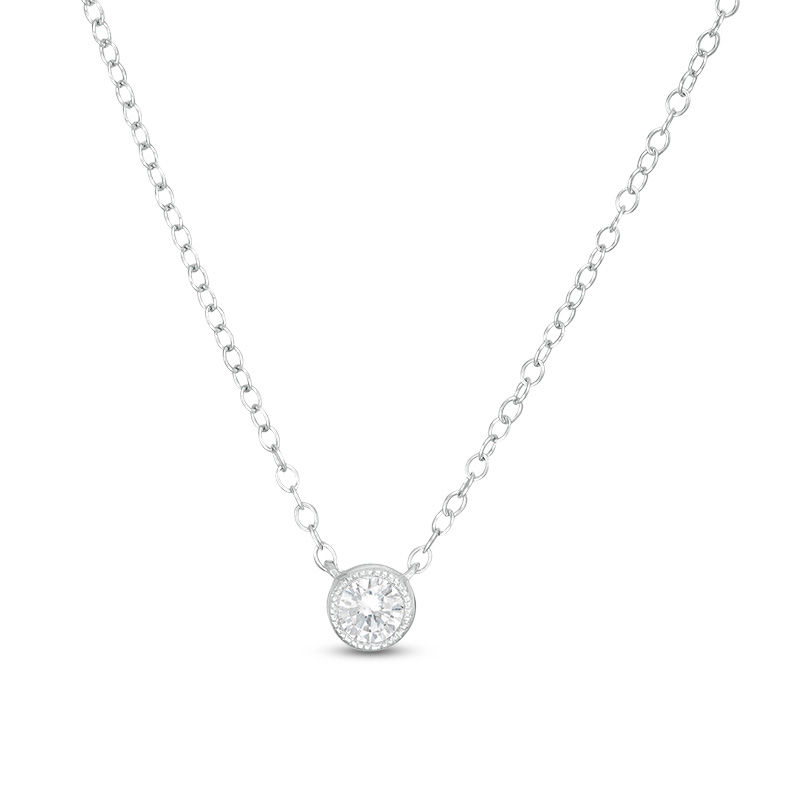 1/5 CT. Diamond Solitaire Vintage-Style Necklace in 10K White Gold