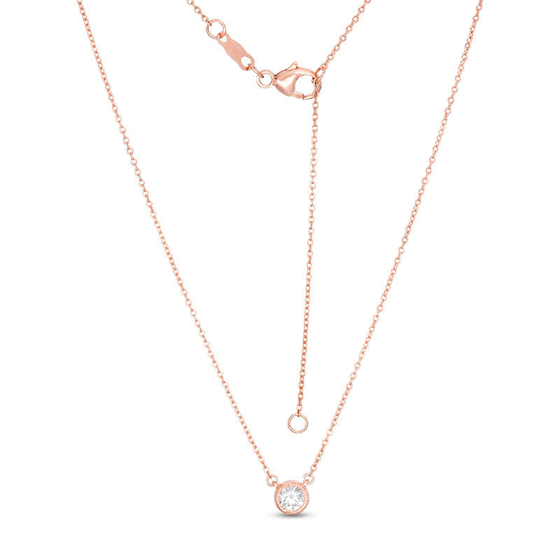 1/5 CT. Diamond Solitaire Vintage-Style Necklace in 10K Rose Gold | Zales