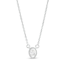 1/5 CT. Oval Diamond Solitaire Vintage-Style Necklace in 10K White Gold
