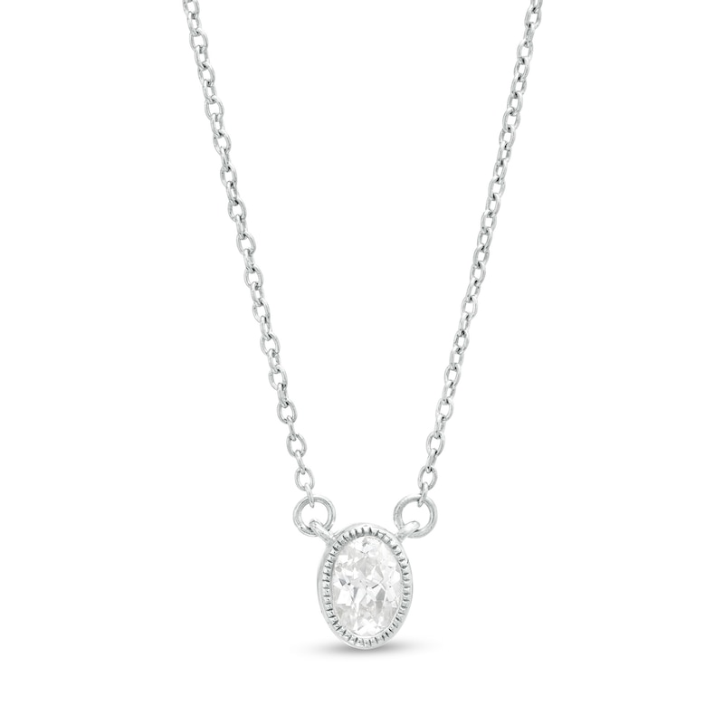 Main Image 1 of 1/5 CT. Oval Diamond Solitaire Vintage-Style Necklace in 10K White Gold