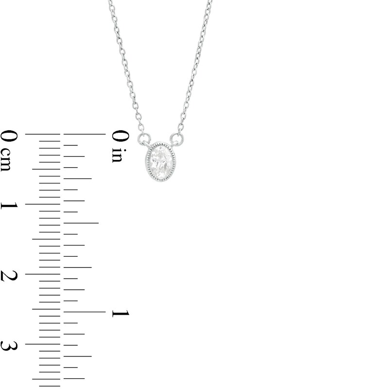 Main Image 4 of 1/5 CT. Oval Diamond Solitaire Vintage-Style Necklace in 10K White Gold
