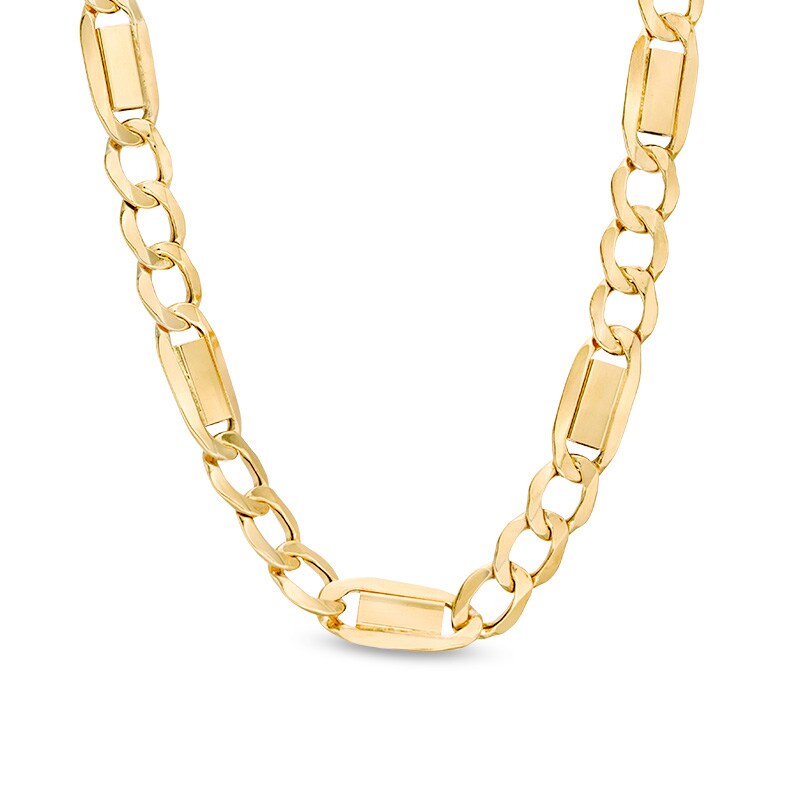 Made in Italy Men's 6.7mm Figaro and Brick Chain Necklace in 10K Gold - 22"