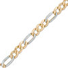 Thumbnail Image 1 of Made in Italy 9.5mm Diamond-Cut Figaro Chain Bracelet in 10K Two-Tone Gold - 8.5"