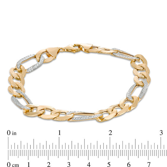 Made in Italy 9.5mm Diamond-Cut Figaro Chain Bracelet in 10K Two-Tone Gold - 8.5"