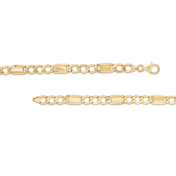 Made in Italy 6.7mm Figaro and Brick Chain Bracelet in 10K Gold - 8.5"