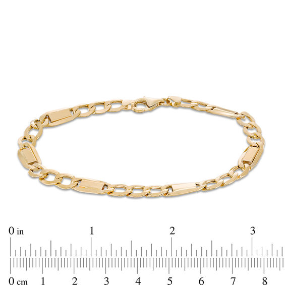 Made in Italy 6.7mm Figaro and Brick Chain Bracelet in 10K Gold - 8.5"