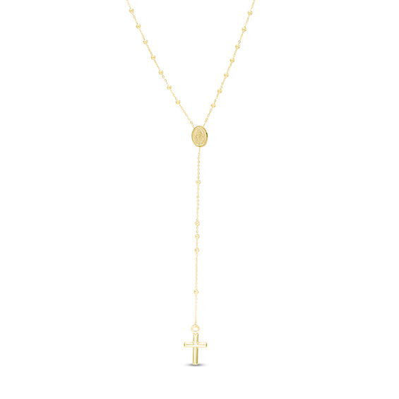 Ladies' Beaded Rosary Necklace in 10K Gold - 18"