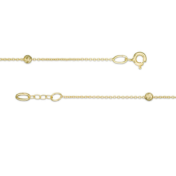 Diamond-Cut Bead Station Anklet in 10K Gold - 9.5"