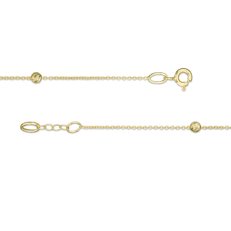 Main Image 3 of Diamond-Cut Bead Station Anklet in 10K Gold - 9.5"