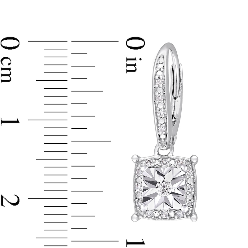 1/5 CT. T.W. Diamond Square Frame Drop Earrings in Sterling Silver