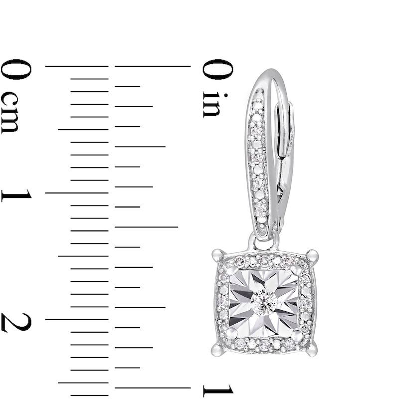 Main Image 3 of 1/5 CT. T.W. Diamond Square Frame Drop Earrings in Sterling Silver