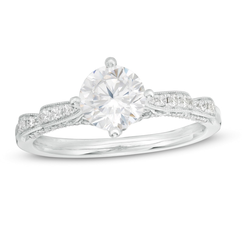 Main Image 1 of 1-1/4 CT. T.W. Certified Diamond Bow Shank Engagement Ring in 14K White Gold (I/SI2)