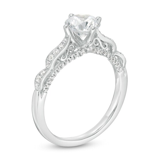 1-1/4 CT. T.w. Certified Diamond Bow Shank Engagement Ring in 14K White Gold (I/Si2)