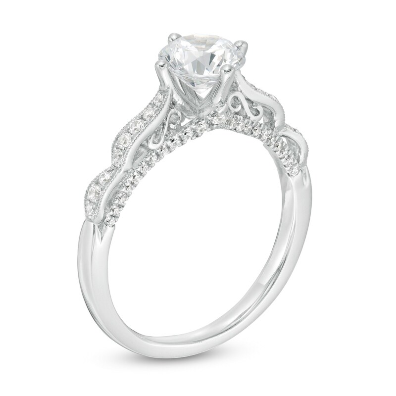 Main Image 3 of 1-1/4 CT. T.W. Certified Diamond Bow Shank Engagement Ring in 14K White Gold (I/SI2)