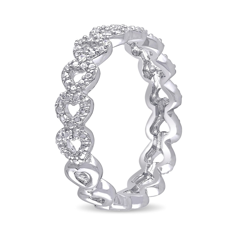Main Image 3 of 1/15 CT. T.W. Diamond Sideways Heart Link Eternity Band in Sterling Silver