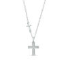 Thumbnail Image 1 of Diamond Accent Petite Two Cross Pendant in 10K White Gold - 19"