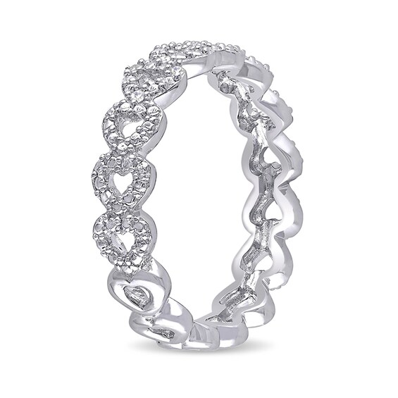 1/15 CT. T.w. Diamond Sideways Heart Link Eternity Band in Sterling Silver