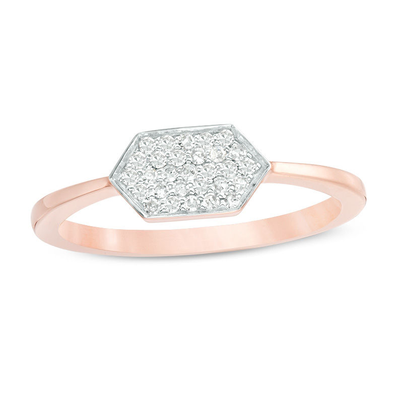 Main Image 1 of 1/8 CT. T.W. Composite Diamond Hexagon Ring in 10K Rose Gold - Size 7