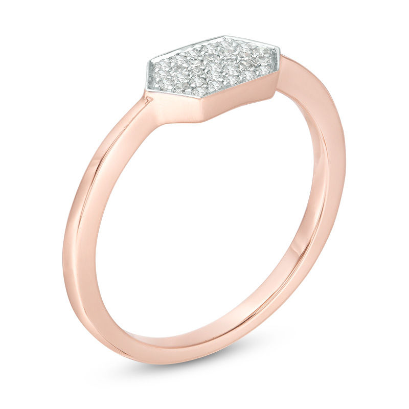 Main Image 3 of 1/8 CT. T.W. Composite Diamond Hexagon Ring in 10K Rose Gold - Size 7