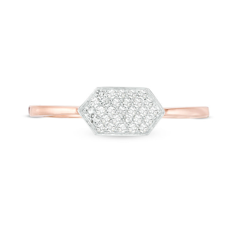 Main Image 4 of 1/8 CT. T.W. Composite Diamond Hexagon Ring in 10K Rose Gold - Size 7