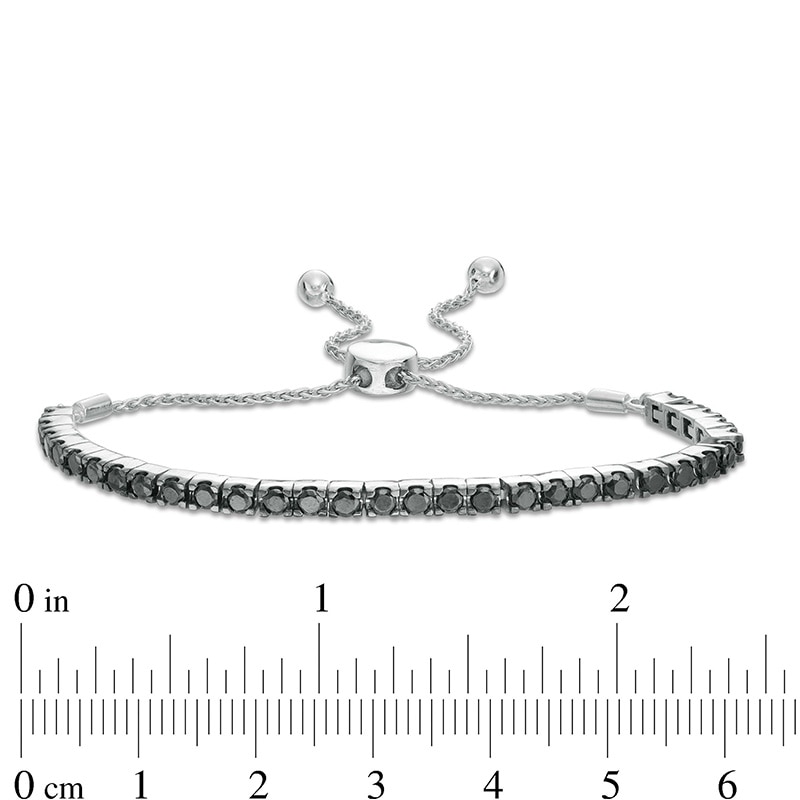 Main Image 3 of 2 CT. T.W. Black Diamond Tennis Bolo Bracelet in Sterling Silver - 9.5"
