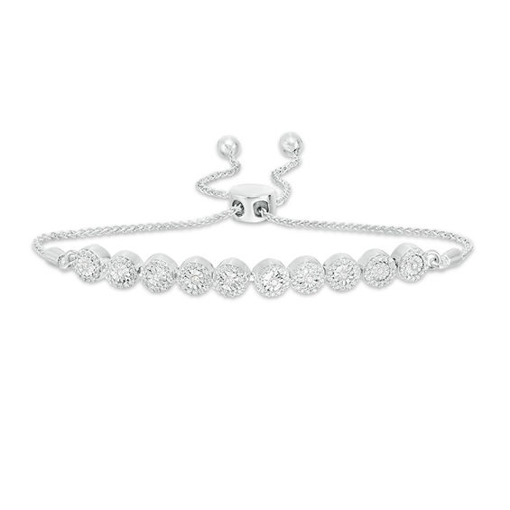 1/2 CT. T.W. Diamond Frame Bolo Bracelet in Sterling Silver - 9.5" 1/2 CT. T.W. Diamond Frame Bolo Bracelet in Sterling Silver - 9.5"