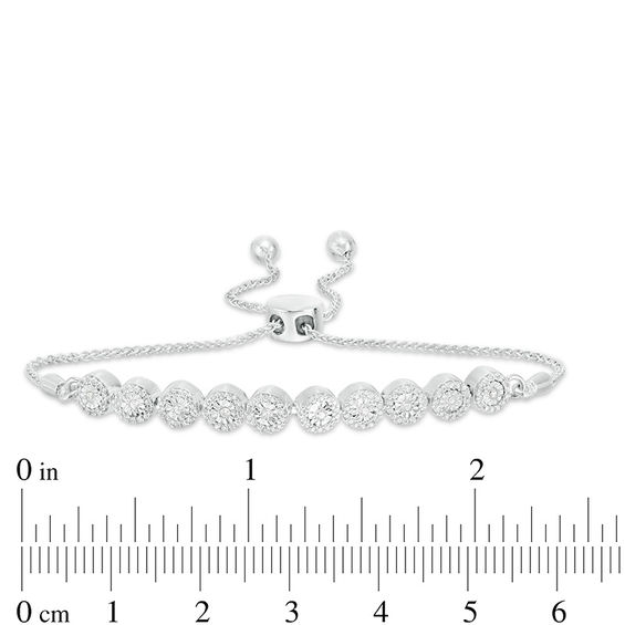 1/2 CT. T.W. Diamond Frame Bolo Bracelet in Sterling Silver - 9.5" 1/2 CT. T.W. Diamond Frame Bolo Bracelet in Sterling Silver - 9.5"