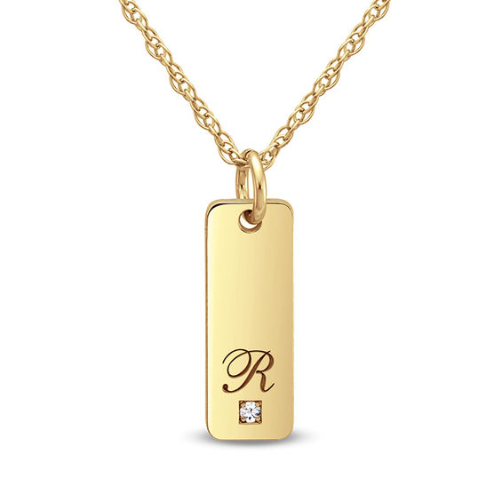 Diamond Accent 19.0mm Bar Initial Pendant (1 Initial)