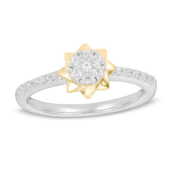 1/6 CT. T.w. Composite Diamond Sunflower Ring in 10K Two-Tone Gold