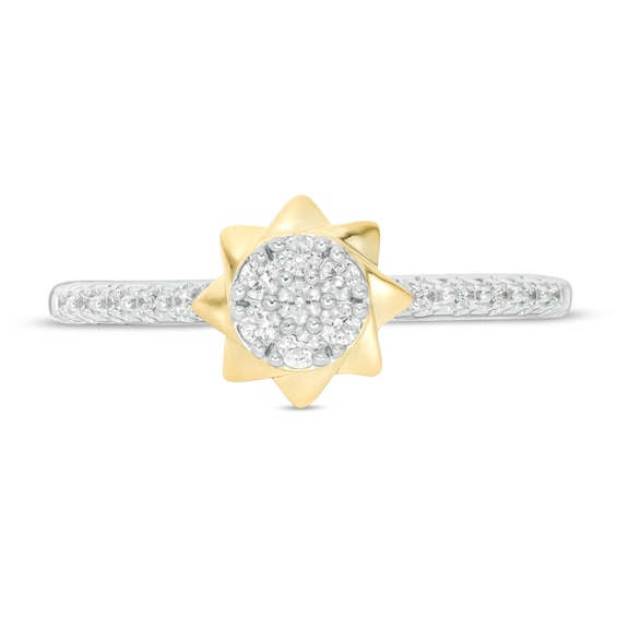 1/6 CT. T.w. Composite Diamond Sunflower Ring in 10K Two-Tone Gold