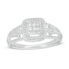 Thumbnail Image 1 of 1/6 CT. T.W. Princess-Cut and Round Diamond Frame Vintage-Style Promise Ring in 10K White Gold