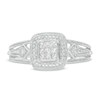 Thumbnail Image 4 of 1/6 CT. T.W. Princess-Cut and Round Diamond Frame Vintage-Style Promise Ring in 10K White Gold