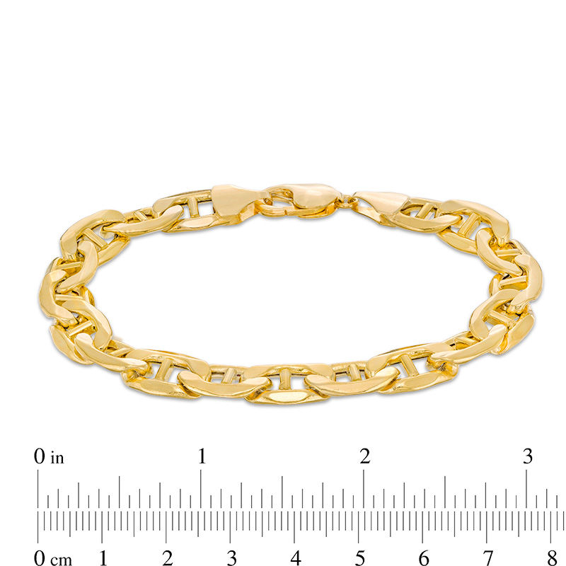 Main Image 4 of Made in Italy 9.6mm Diamond-Cut Mariner Chain Bracelet in 10K Gold - 9"