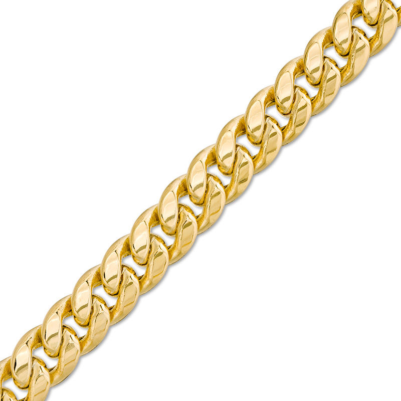 Made in Italy Men's 11.3mm Cuban Curb Chain Bracelet in Hollow 10K Gold - 9"