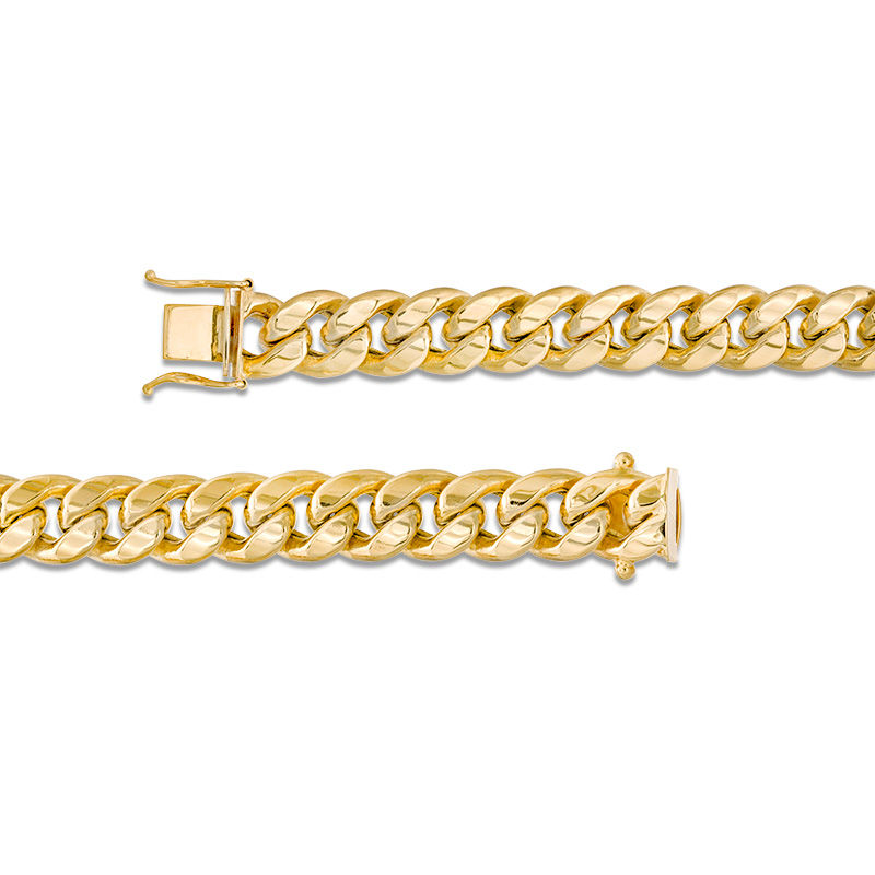 Made in Italy Men's 11.3mm Cuban Curb Chain Bracelet in Hollow 10K Gold - 9"