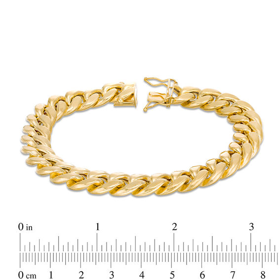 Made in Italy 11.3mm Cuban Curb Chain Bracelet in Hollow 10K Gold - 9"